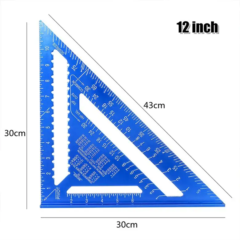 Треугольная линейка транспортир из алюминиевого сплава 12 Дюймов 30 см для