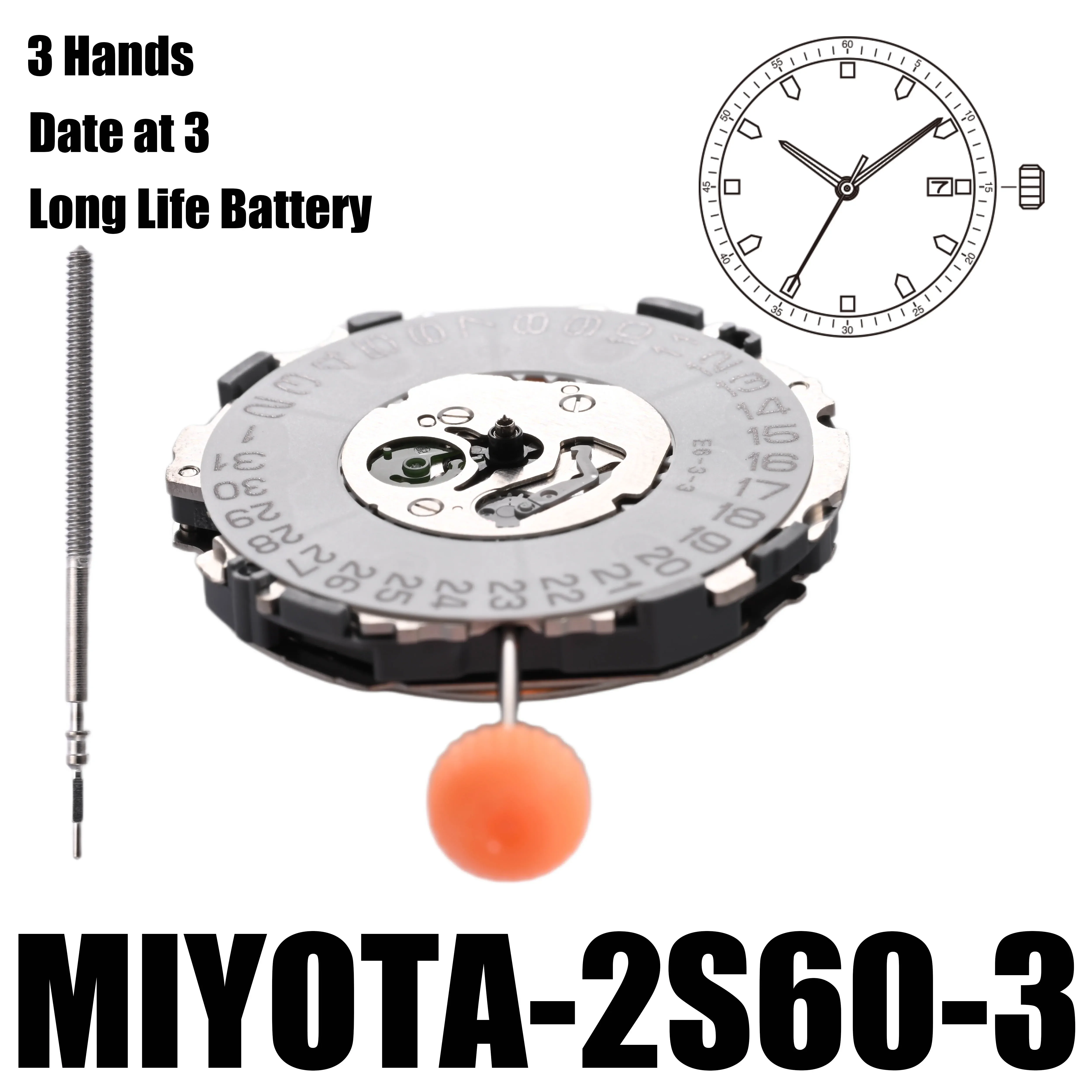 Механизм для часов Miyota 2S60-3 3 стрелки