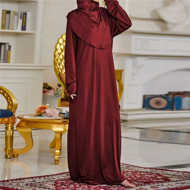 Women's Prayer Garment Ramadan Muslim Abaya Kaftan Women Jilbab with Hijab Abayat Islam Modest Dress Robe Islamic Arab Clothes 5