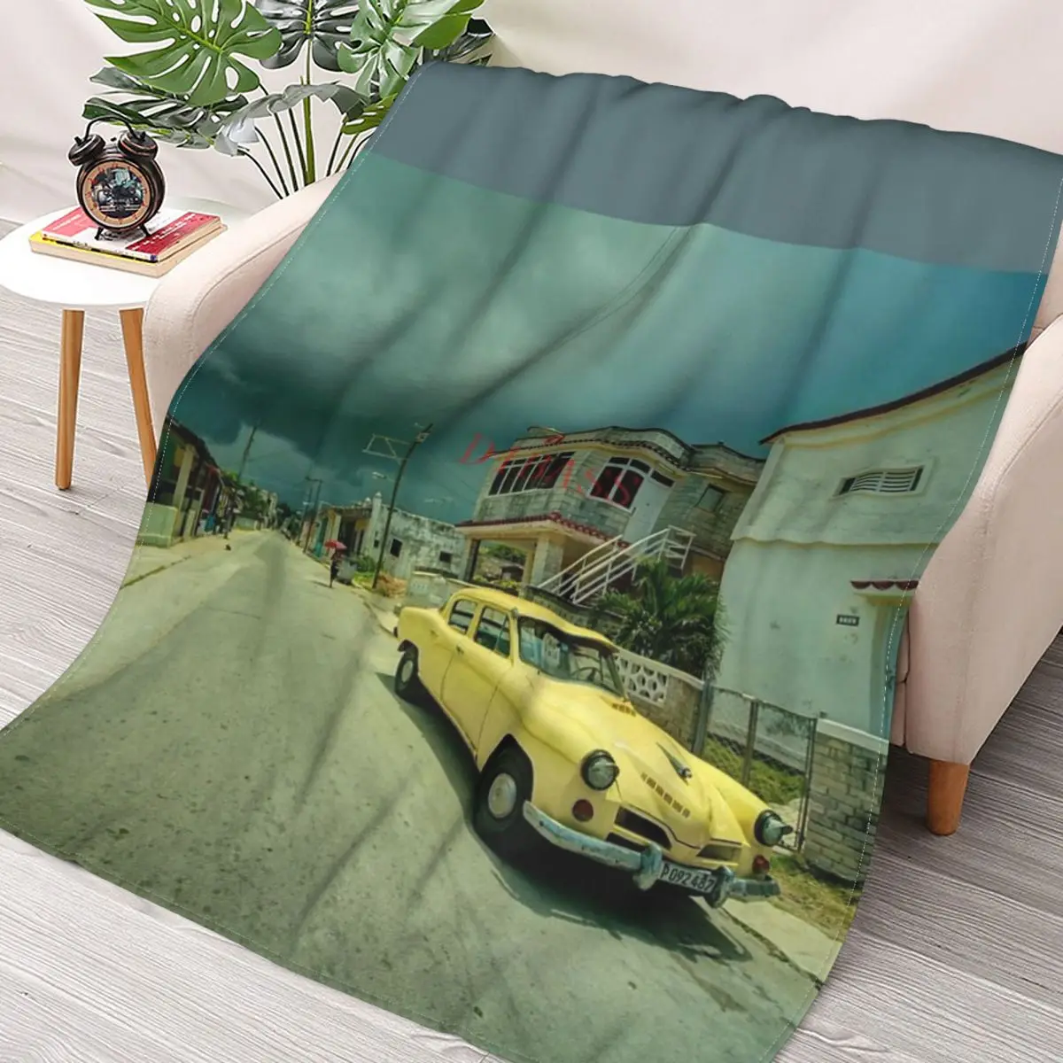

Yellow Storm Car 3D Printed Flannel Throw Blanket