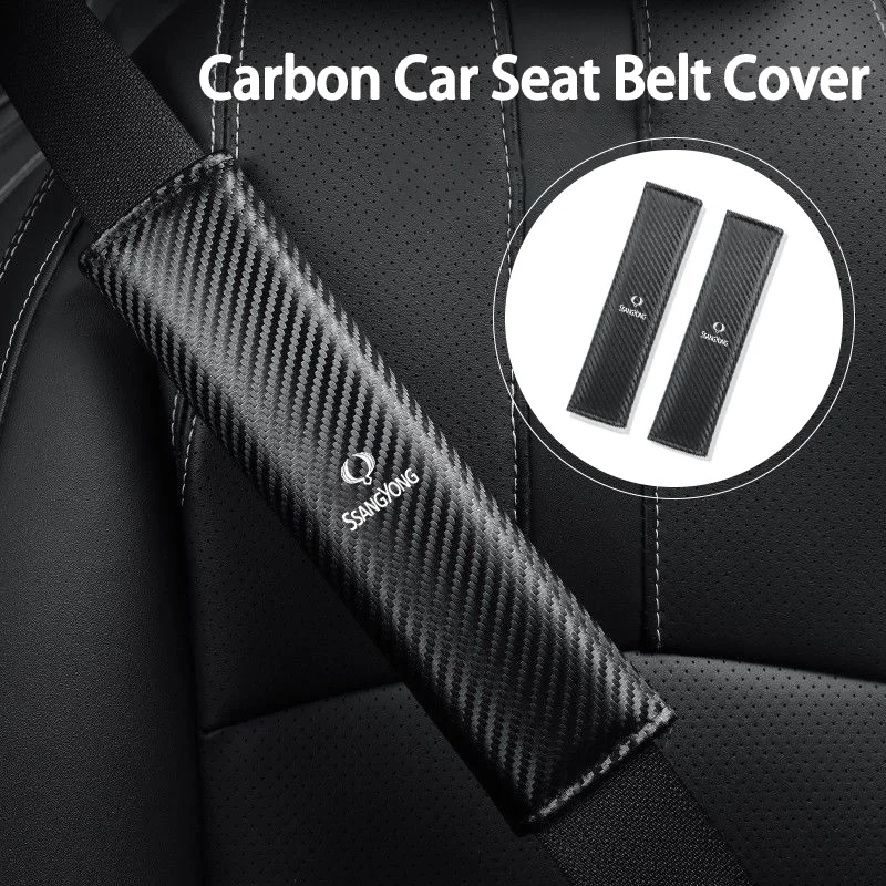 

Carbon Car Seat Shoulder Strap Pad Cover For SsangYong Actyon Korando Rexton Kyron Rodius Tivoli Musso Chairman Turismo Nomad