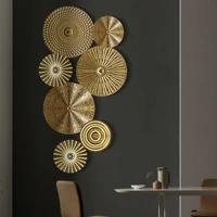 light luxury round golden wall decoration hanging metal irregular disc wrought iron retro style trend home decor wall pendants