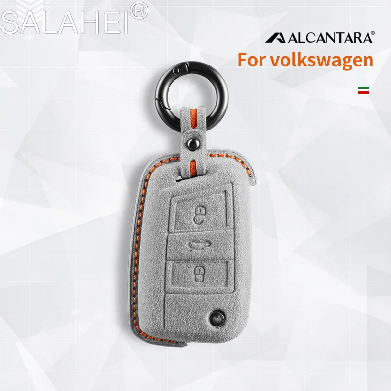 

Alcantara Suede Car Key Case Cover Holder Shell For VW Volkswagen Golf 7 MK7 Tiguan Lamando Sagitar Teramont Lavida Bora Tayrgn