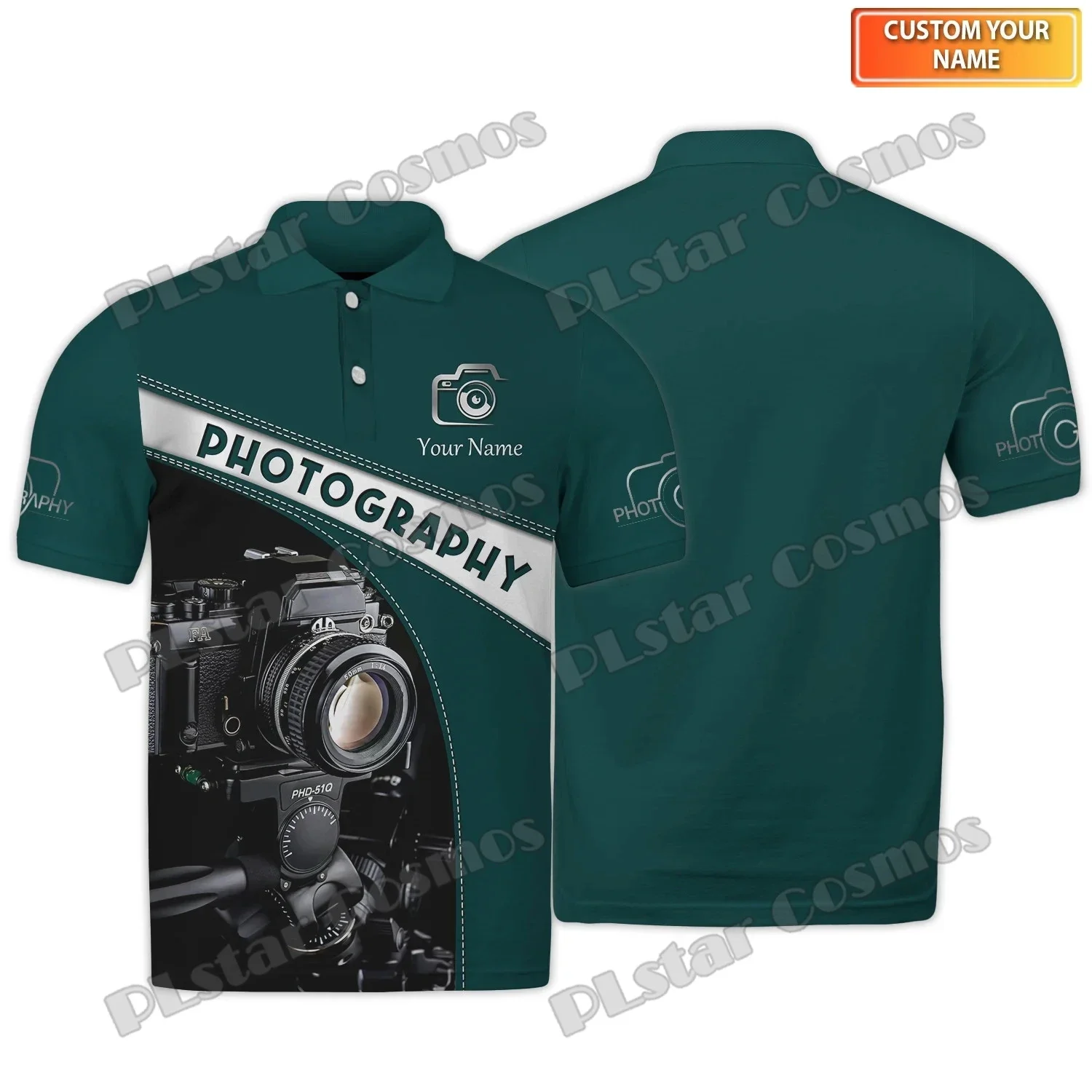 Рубашка-поло мужская с коротким рукавом и 3D-принтом