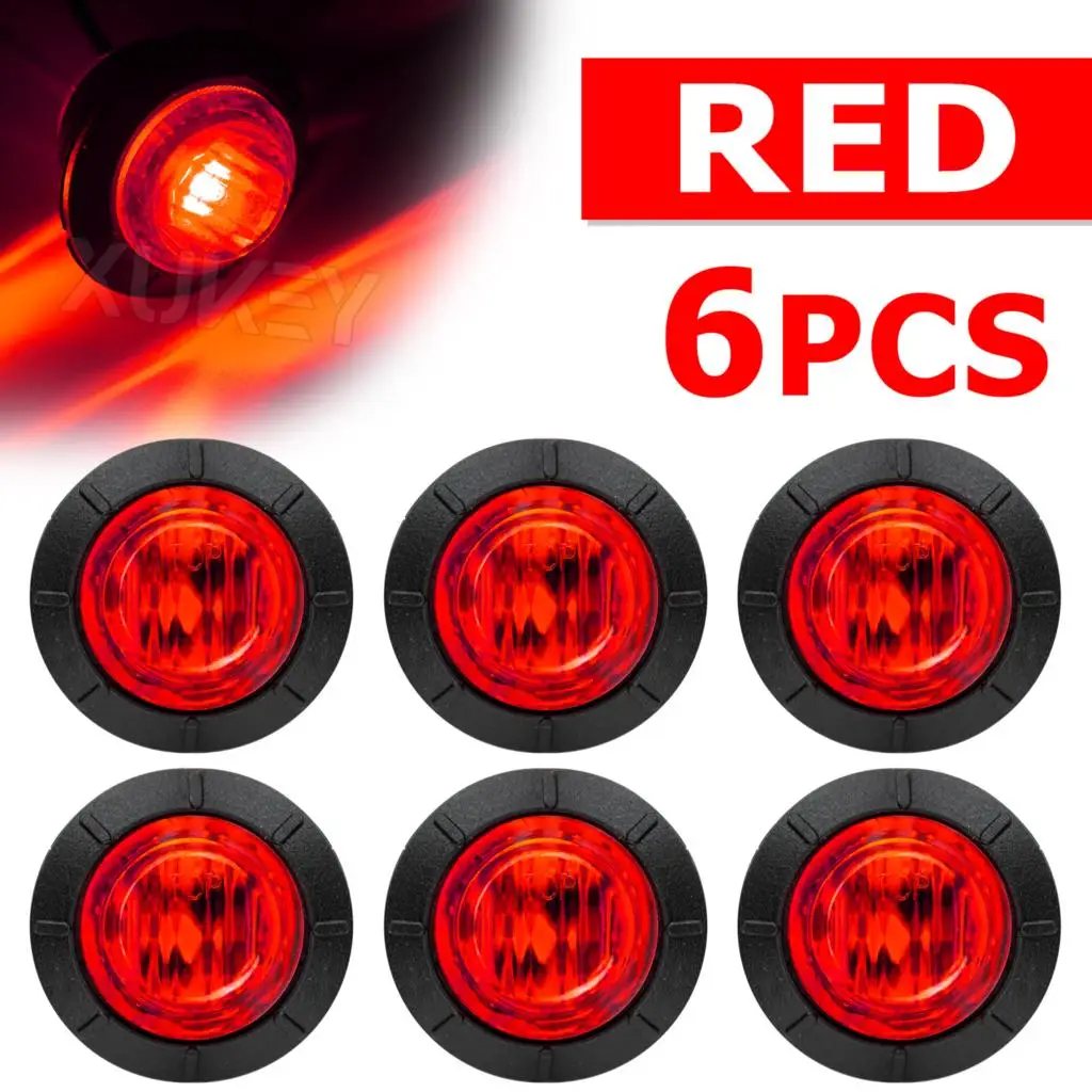 

6/10X Водонепроницаемый круглый 3/4 "12 В 24 В Красный боковой габаритный фонарь Индикатор сигнала Светодиодная лампа Прицеп Грузовик Караван Ван Кемпер Лодка BUS RV