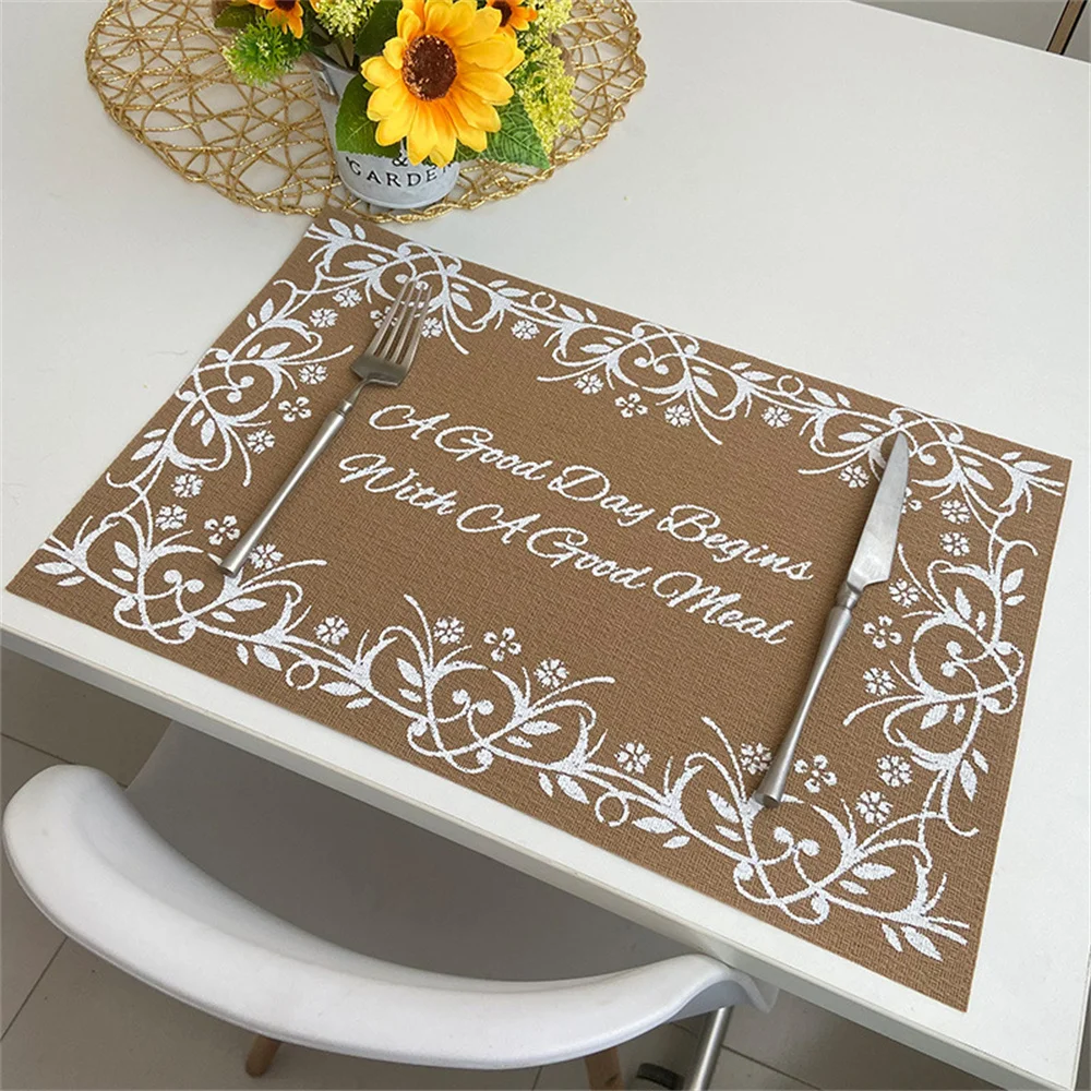 

Wedding Decoration Silk Screen Mat Square Tableware Mat Imitation Jute Retro Heat Insulation Mat Kitchen Accessories Ins Wind