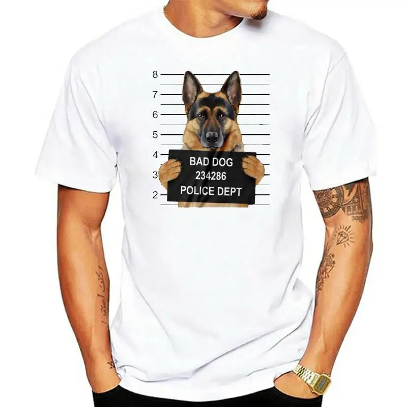 

Cool T-Shirt - German Shepherd Dog Mugshot - Gift For Dog Lovers newest Men Fashion Hipster Summer T Shirt Funny Cotton Tee