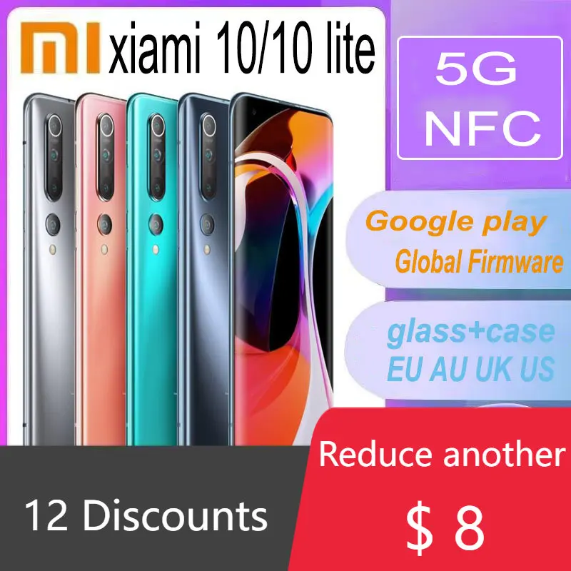 5G NFC global version xiaomi 10 Snapdragon 865 Xiaomi 10 lite Snapdragon 765G Full Netcom Dual SIM Mobile Phone