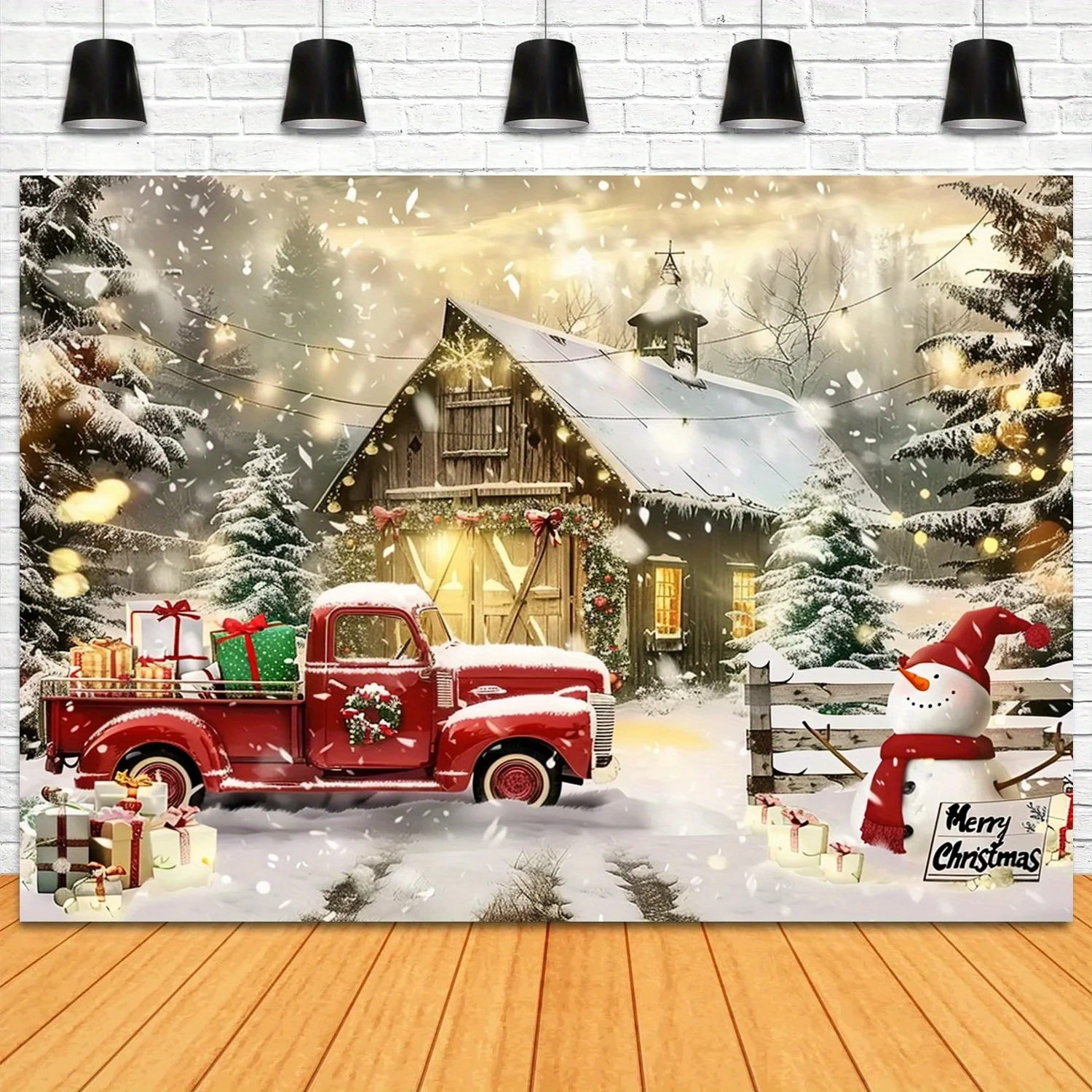 Рождественские Фоновые Баннеры Зимние Снежные Сцены Снеговики И Красные