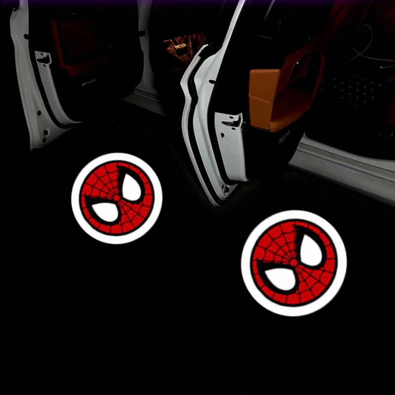 

2 шт. Miniso Дэдпул Человек-Паук Железный Человек Капитан Америка Автомобиль Добро пожаловать Дверь Лазерная проекционная лампа Авто Беспроводной светодиодный торшер