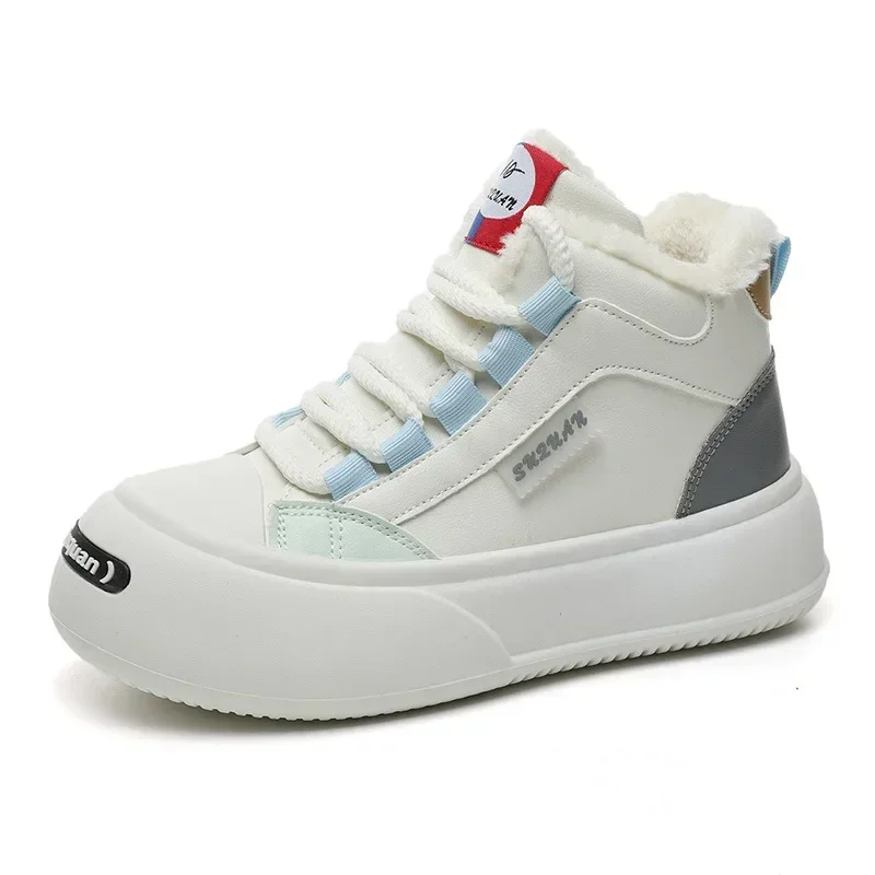 Новинка 2024 зимние маленькие белые туфли женские плюшевые спортивные для доски