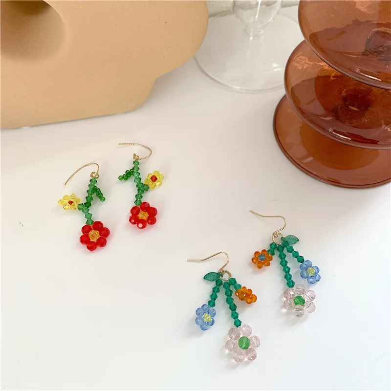

Shining U Beads Floral Dangle Earrings for Women Fashion Jewelry Summer 2pairs