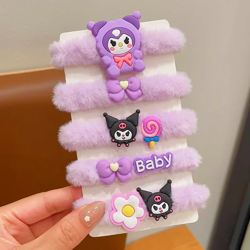 Sanrio Kuromi плюшевая веревка для волос милая резинка маленьких девочек эластичная