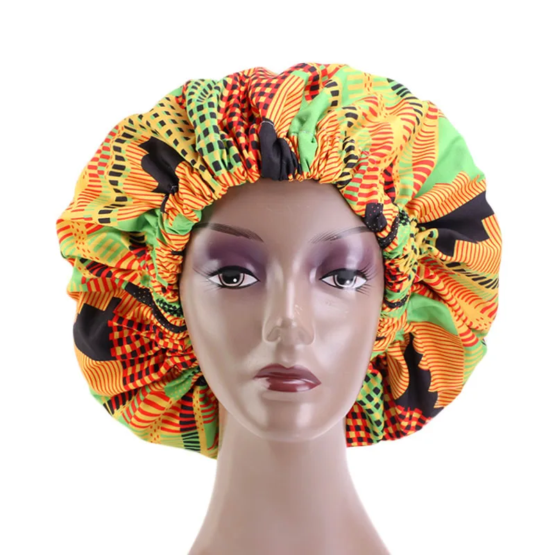 

Extra Large Size African Pattern Print Ankara Bonnets Women Satin Lined Headwrap Bonnets Night Sleep Cap Winter Hat Lady Turban