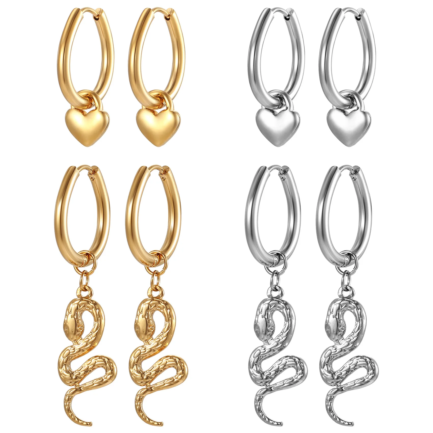 Серьги-подвески в форме сердца мамба и змеи капли воды подвески из нержавеющей