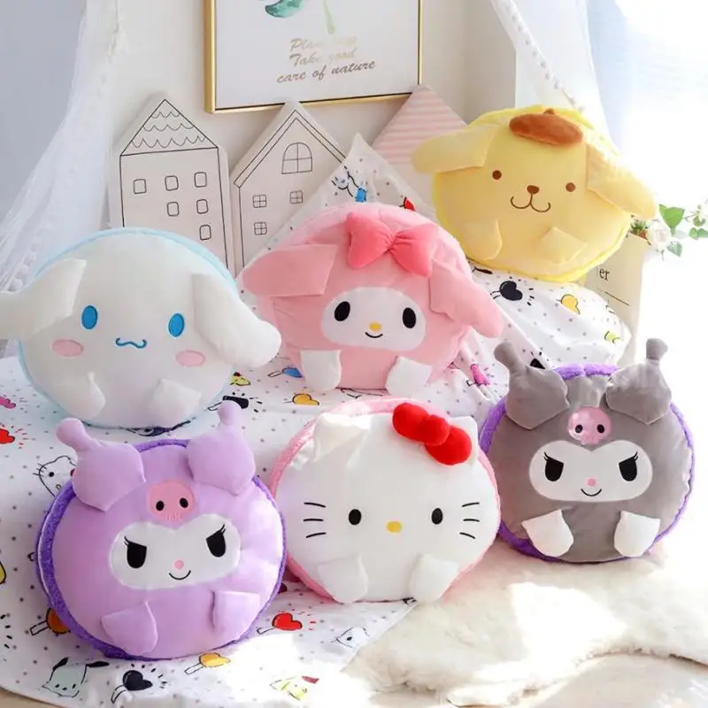 

Sanrio cartoon kulomi jade cinnamon dog melody macarone biscuit pillow cushion nap blanket two in one for automobile