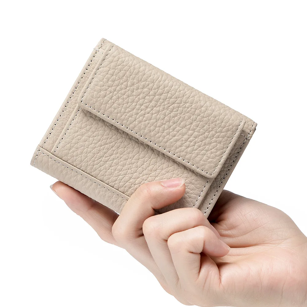 Fashion Brand Genuine Leather Women Short Wallet Functional Trifold Coin Purse Money Bags Female Chic Small Multi Card Holders