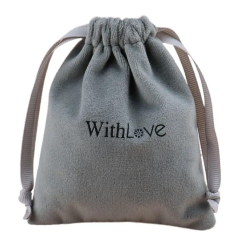 

Gray Thicker Velvet Jewelry Gift Bags 5x7cm 7x9cm 9x12cm pack of 50 Custom Logo Sack Makeup Fushcia Drawstring Pouches