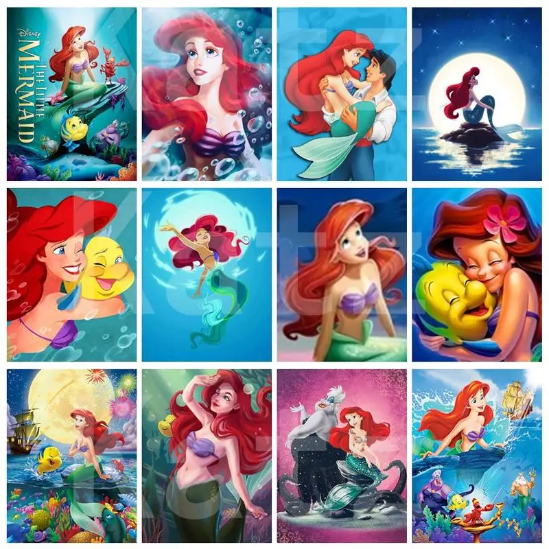 The Little Mermaid Ariel Princess Diamond Painting 5D DIY Diamond Embroidery Home Decor Diamond Mosaic Art Rhinestone Girl Gift