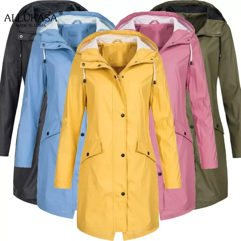 

Winter Women Jacket Softshell Fleece Long Jackets Windbreaker Hiking Windproof Outdoor Coat Hooded Raincoat Famale