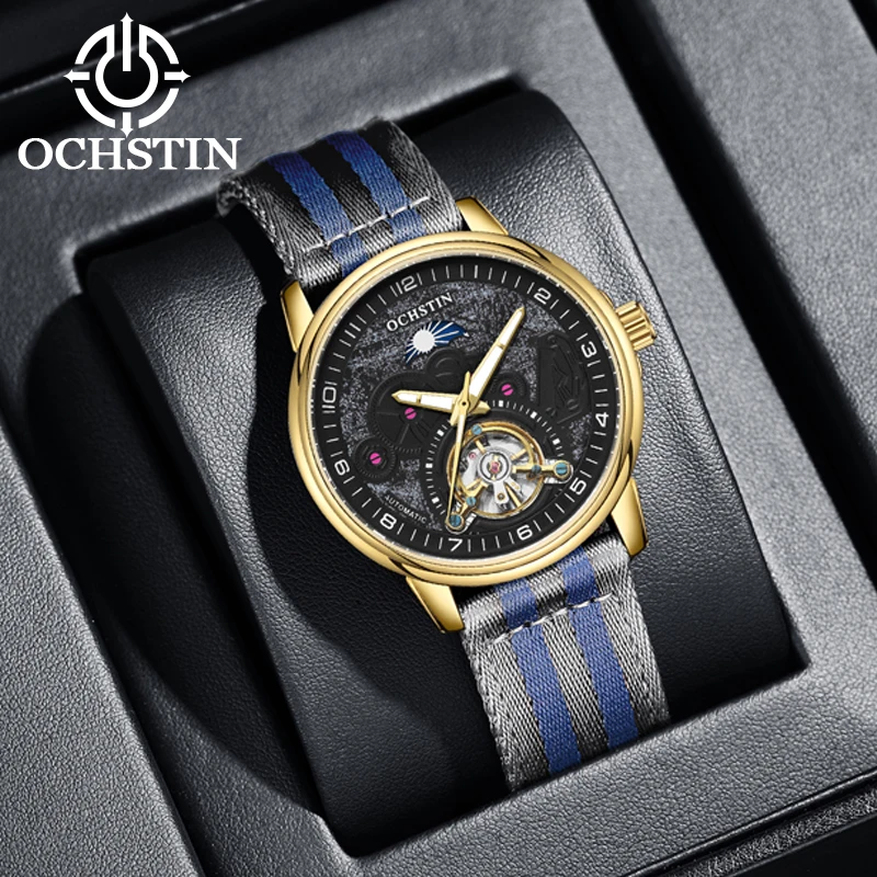 Фото Мужские механические наручные часы OCHSTIN Tourbillon серии Commander, спортивно-повседневные часы с высококачественным нейлоновым ремешком. №5