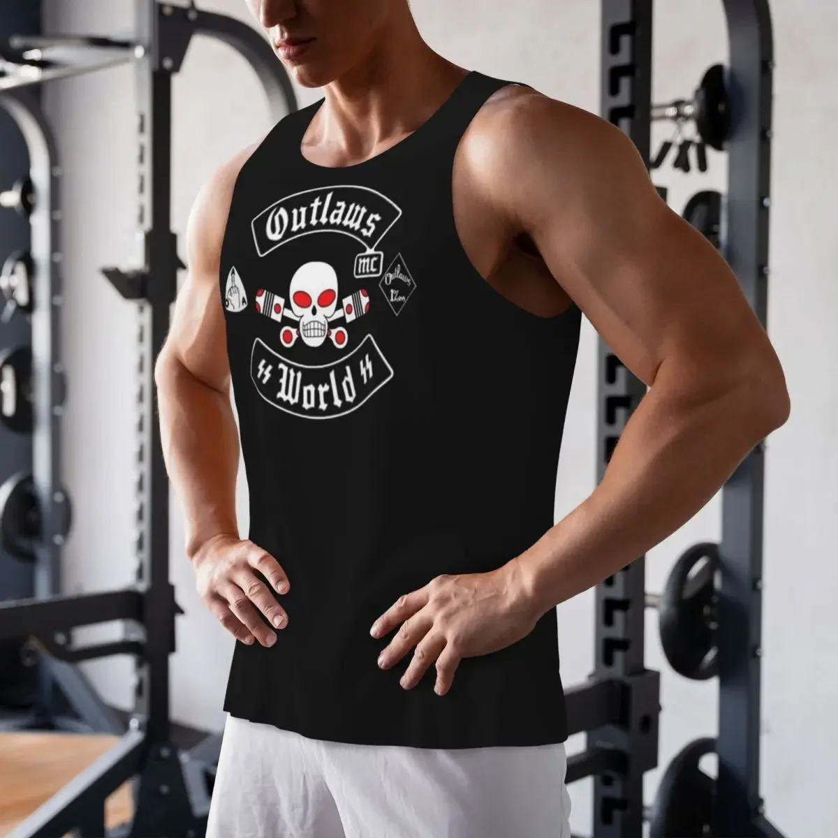 Фото Быстросохнущая дышащая майка-безрукавка Quick Dry Outlaws Mc Support Gym для бодибилдинга №5