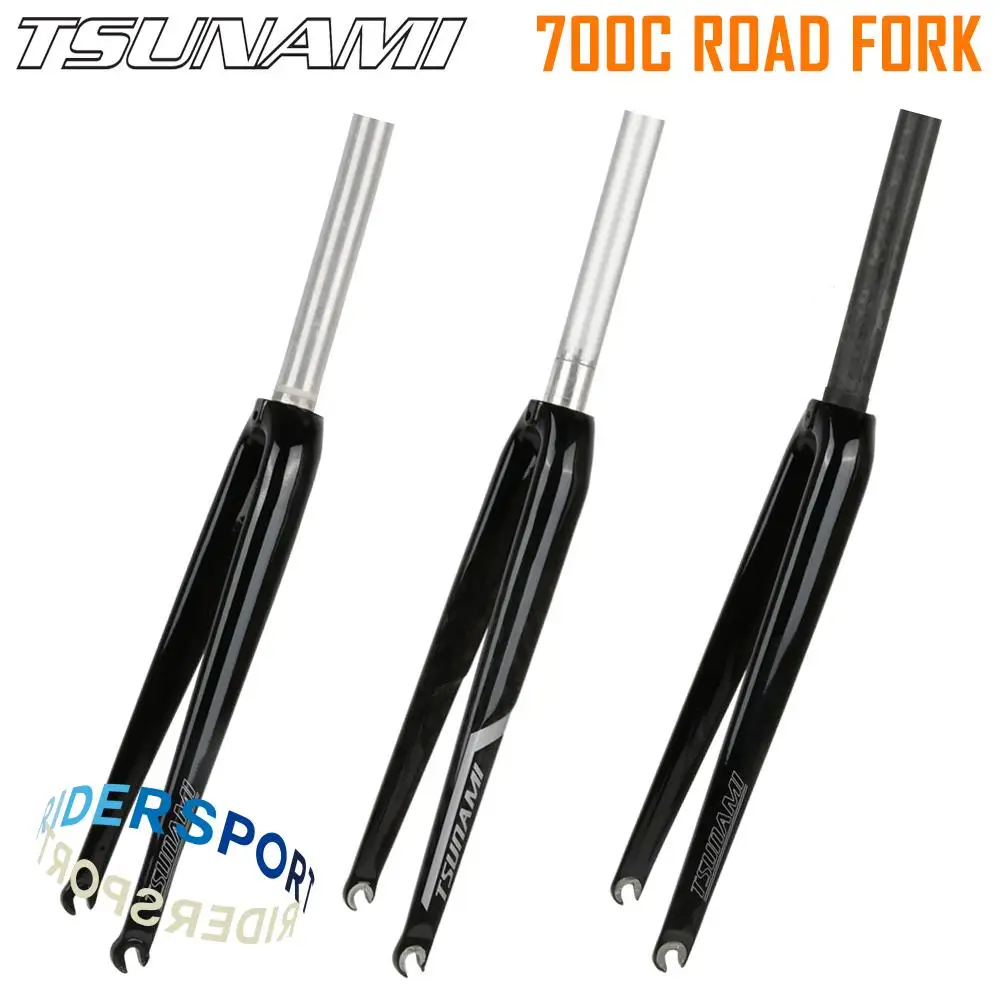 

TSUNAMI Carbon Front Fork 700C Racing Road Bike All Aluminum Alloy Semi Carbon Bicycle Fork Track Fixed Gear Hard Fork Durable