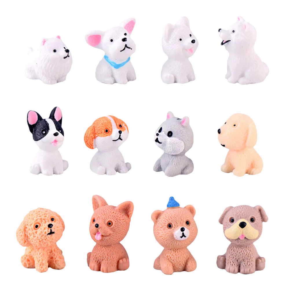 

Dog Figurines Mini Puppy Figures Miniature Toys Cake Garden Kids Animal Animals Topper Fairy Resin Toy Realistic Dogs Favors