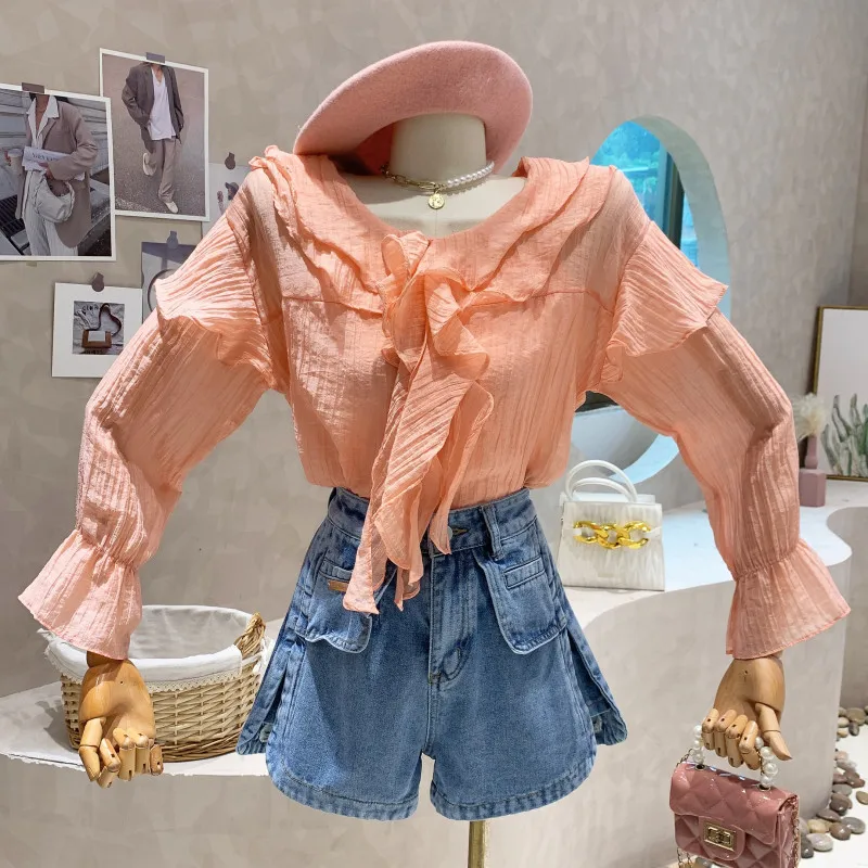 

New Women's Clothing 2022 Summer Fashion loose Doll Collar long sleeved Ruffle Top Shirt blusa feminina