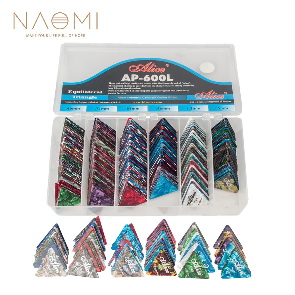 NAOMI Guitar Picks 600L Alice Guitar Triangle Picks Celluloid 0.46-0.81mm Guitar Picks Guitar Accessories New