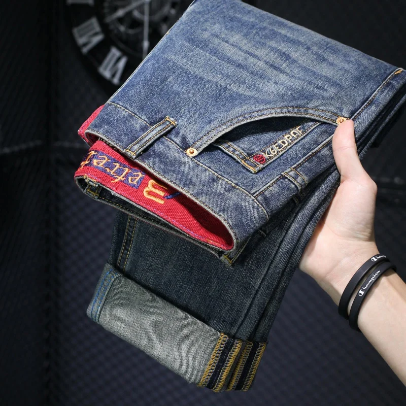 Мужские ретро джинсы с ностальгическим эффектом весна-осень 2024 высококлассные