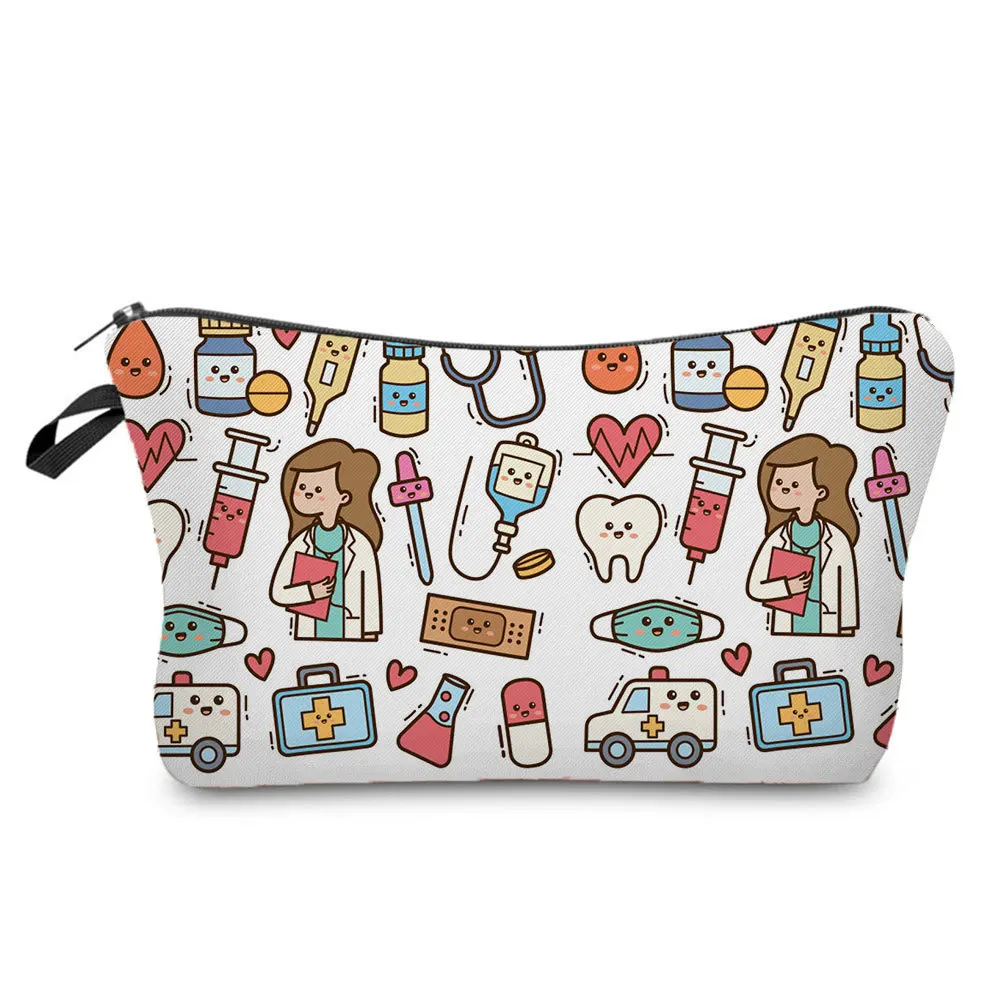 Personalized Floral Printed Bag for Nurses Card Change Earphone Stationery Holder Waterproof Cosmetic Bag Outdoor Travel Bag