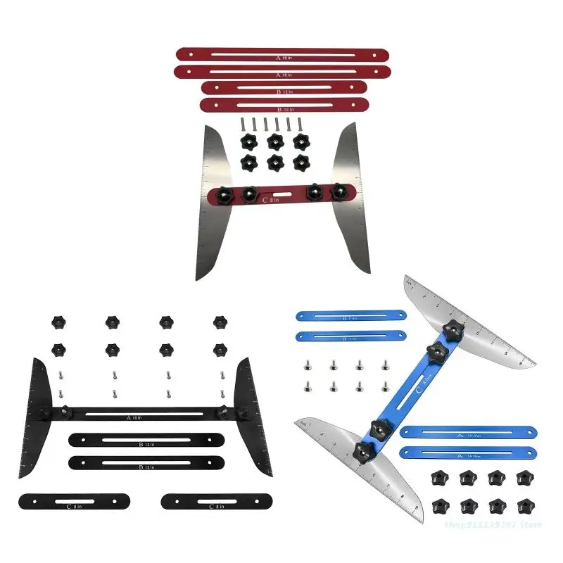 

C5AD Stair Tread Gauge Adjustable with Scale Stair Measuring Tool Measure Ranges from 11 to16 Inches Foldable Gadget