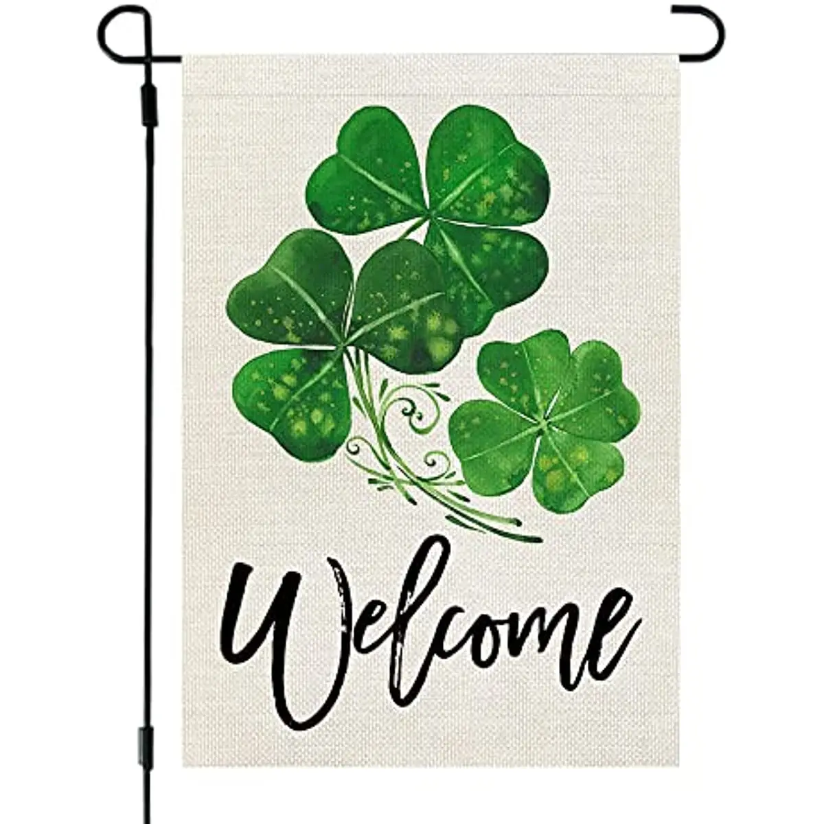 

Green St Patricks Day Garden Flag 12x18 Inch Double Sided for Outside Small Shamrocks Clovers Welcome Yard Holiday Decoration