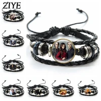 the vampire diaries leather bracelet tv series elena stefan characters glass dome bracelets handmade jewelry gifts for men women