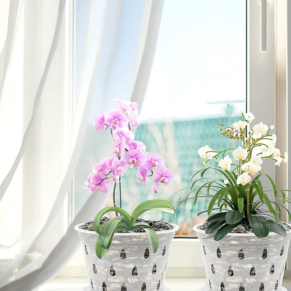 Orchid Pots Clear Orchid Pots 5 Inches Clear Durability High-Quality Material Longevity Plastic White With Holes
