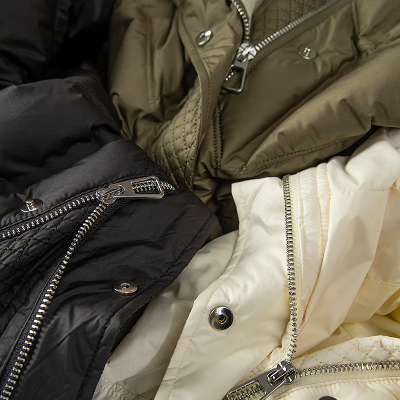 Design Chinese Style  90%  White Duck Down Casacos De Inverno Feminino Coat Women Autumn/Winter  Slim  Pockets Adjustable Waist