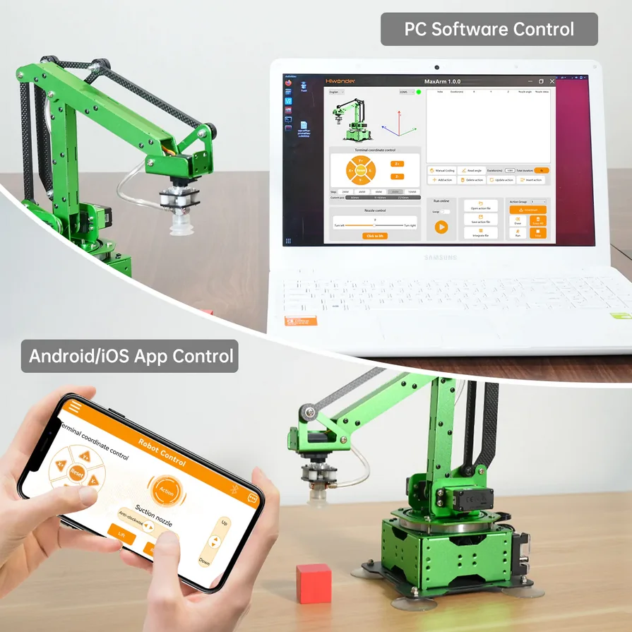 Фото Новинка, 5 DOF робот Arm MaxArm с открытым исходным кодом, робототехника, манипулятор с ESP32 для питона и программы Arduino, обратная Кинематика №2