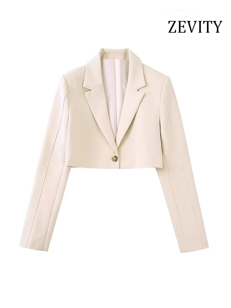 

Женский пиджак Zevity на пуговицах спереди, укороченный пиджак, винтажный пиджак с английским воротником и длинным рукавом, женская верхняя од...
