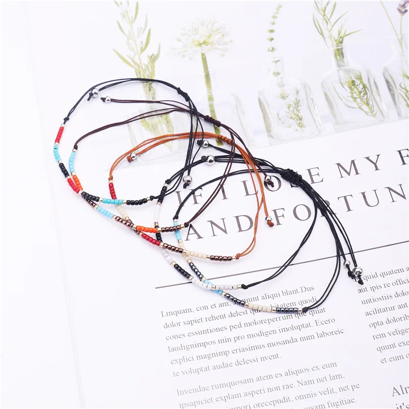 24PCS Boho Handmade Beaded African Anklets Multicolor Women Stretch Seed Beads Rainbow Bracelets Foot and Hand Chain Jewelry |
