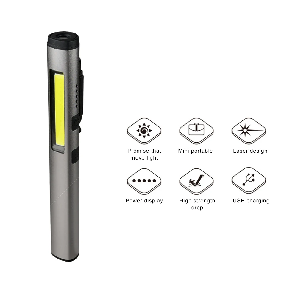 

Magnetic LED Working Flashlight USB Recharge Emergency Torch Super Bright Outdoor Camping Lamp COB Pen Flashlamp Lantern