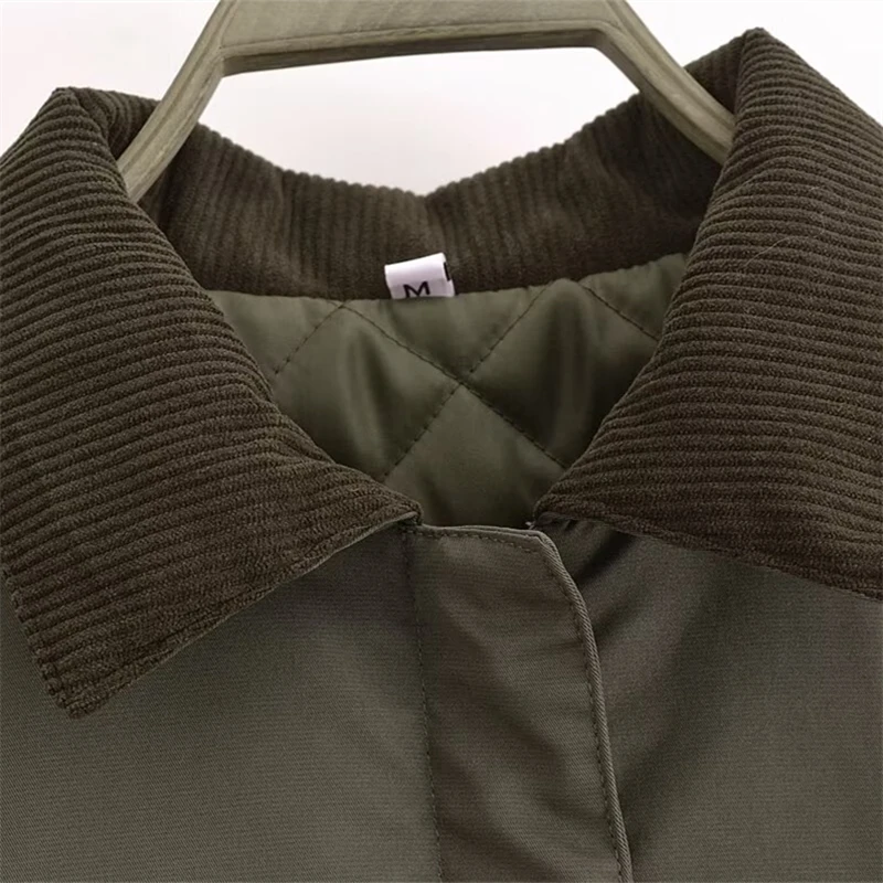 KEYANKETIAN 2024 осень/зима новая женская вельветовая куртка с лацканами стиль сафари