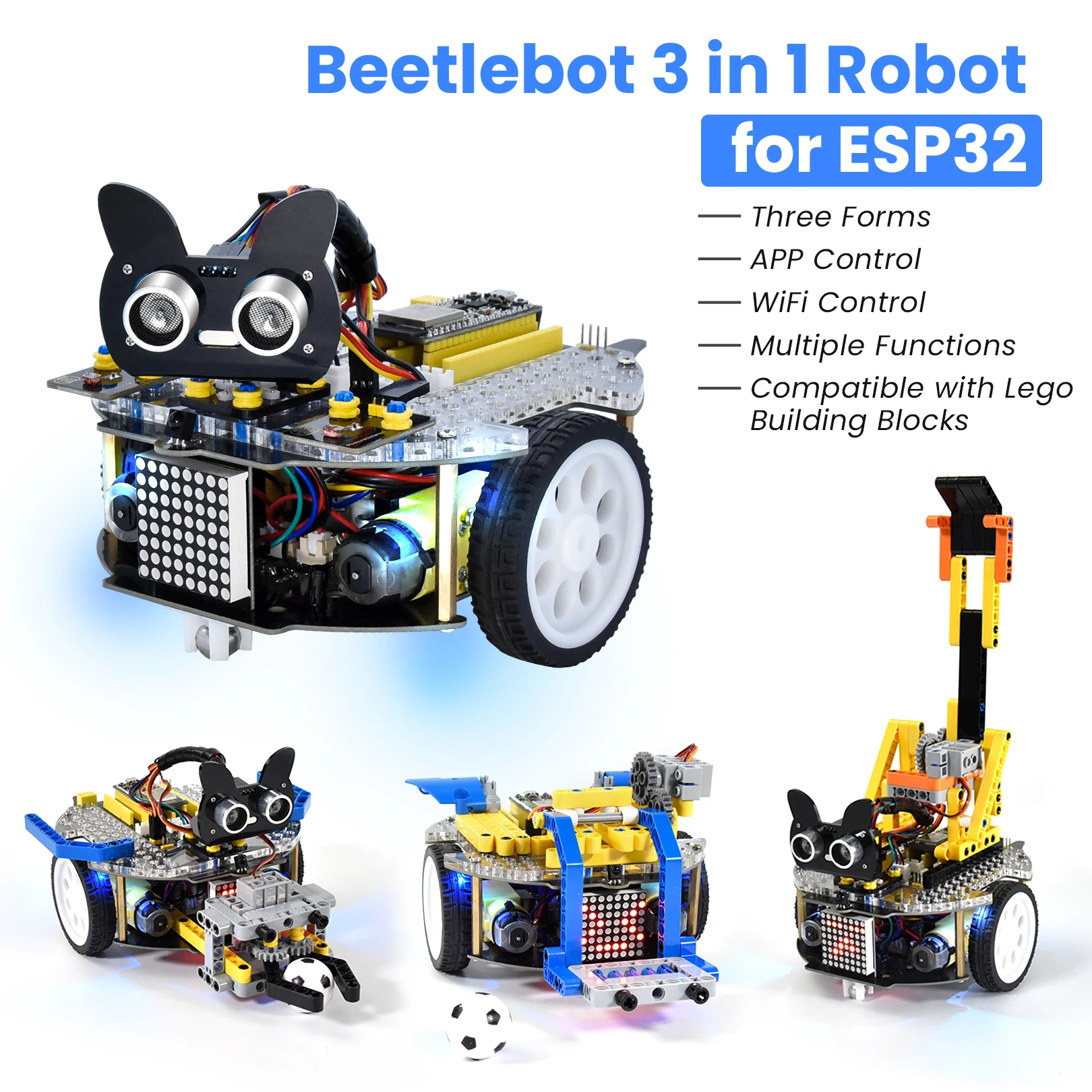 Keyestudio 3 в 1 робот-автомобиль Beetlebot для Arduino(Raspberry Pi Pico/ESP32) Обучающий набор сделай сам