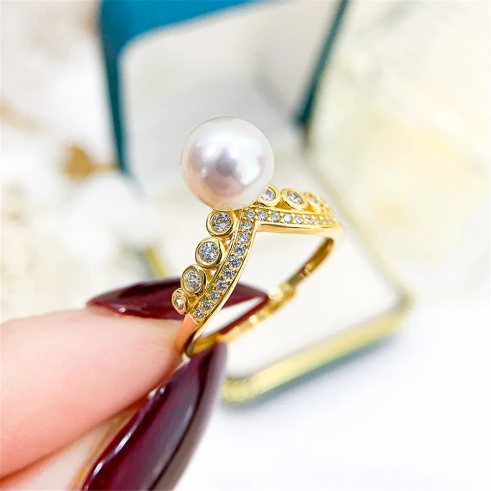 

DIY Pearl Ring Settings S925 Sterling Silver Accessories Fashionable Adjustable Holder Is Suitable For Mounting 6-8mm Beads