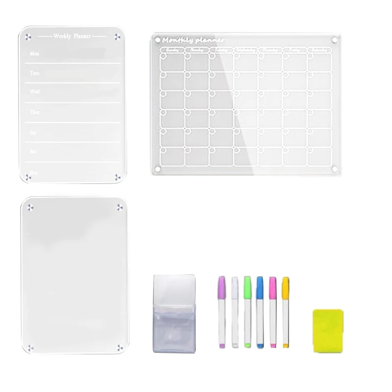 

1Set For Refrigerator Dry Erase Board Calendar Weekly Monthly Meal Planner Sheet For Planning Transparent