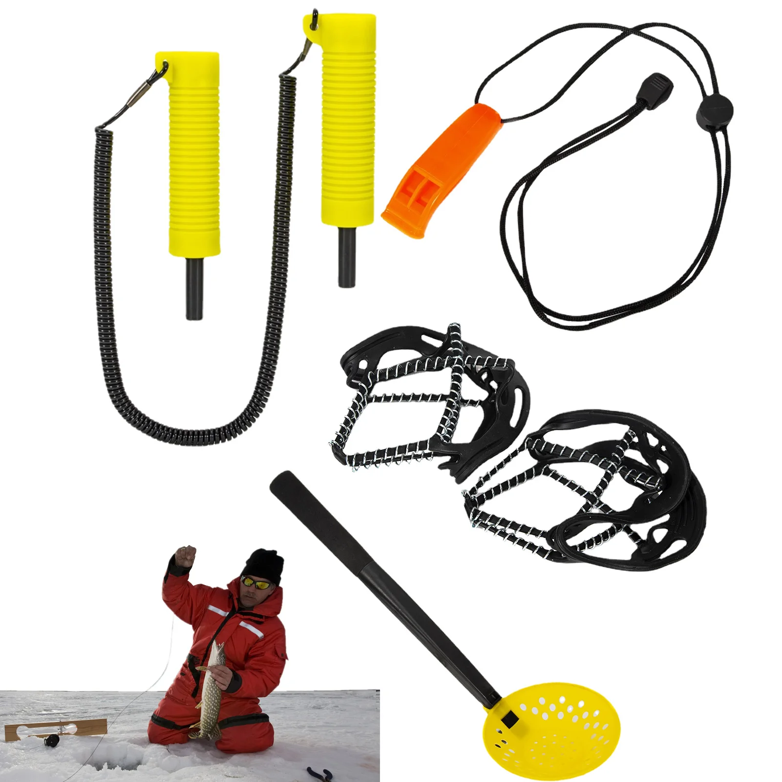 Ice Fishing Safety Kit Ice Fishing Ice Spearing Equipment Mini Portable Rescue Ice Cone Snow Pick For Snow Walking