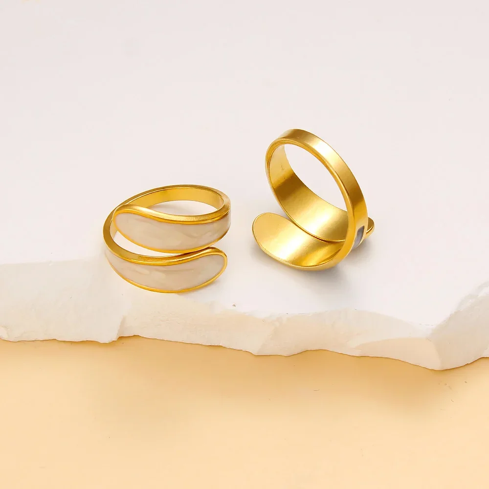 Кольцо женское витое из нержавеющей стали голубое и белое