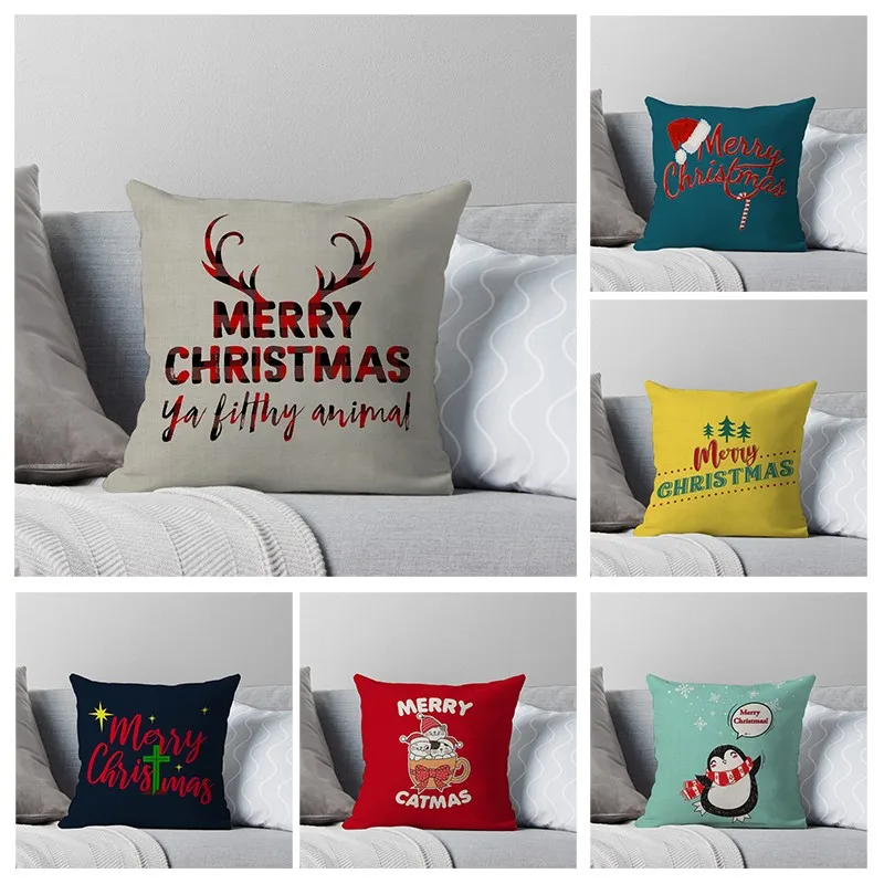 

Decorative Home pillow case Cushion covers autumn45X45cm simple nordic Living Room sofa halloween festival funny black and white