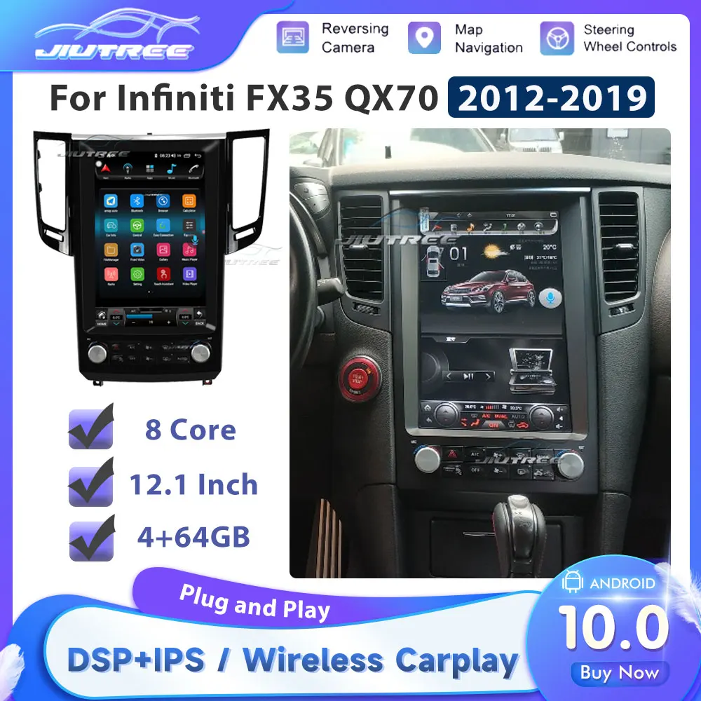 Radio con GPS para coche, reproductor Multimedia con Android, 12,1 pulgadas, estilo Tesla, para Infiniti FX35, QX70, 2012-2019