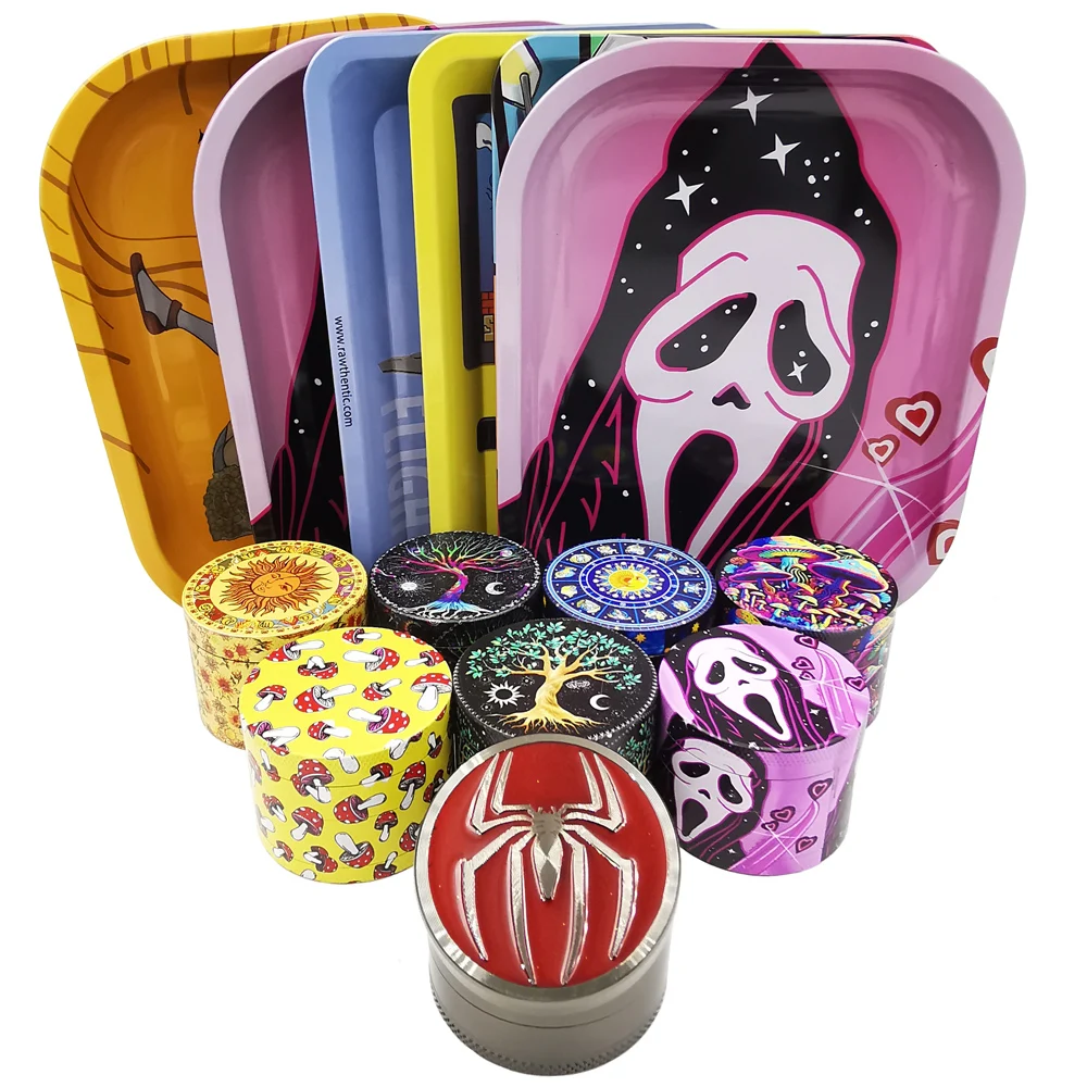 2-дюймовая мельница для трав Ghost Purple набор с лотком из жести металлическая специй